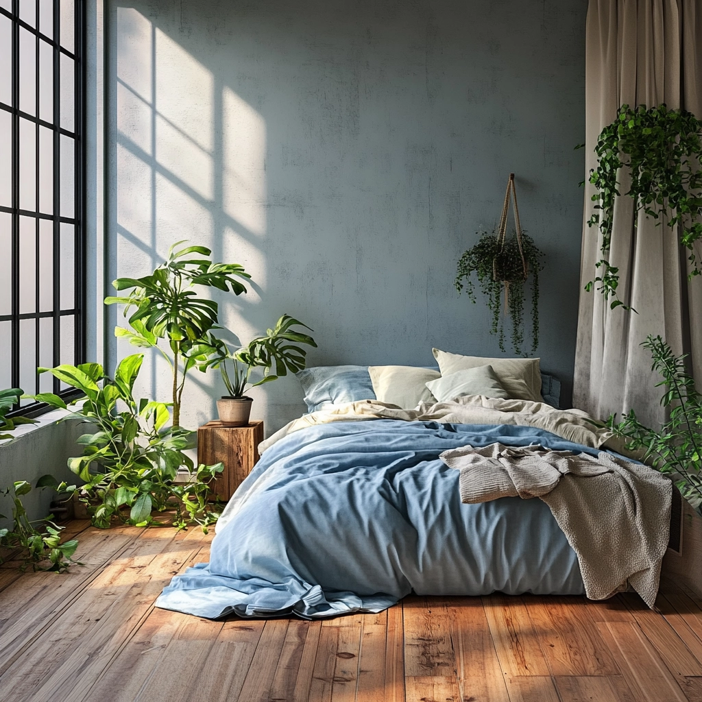 farmhouse blue bedroom 44