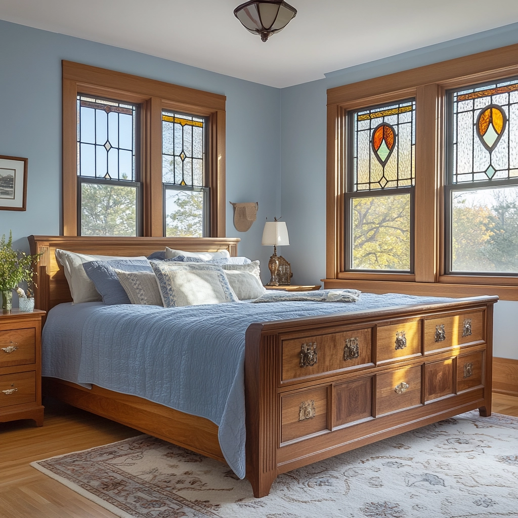 farmhouse blue bedroom 47