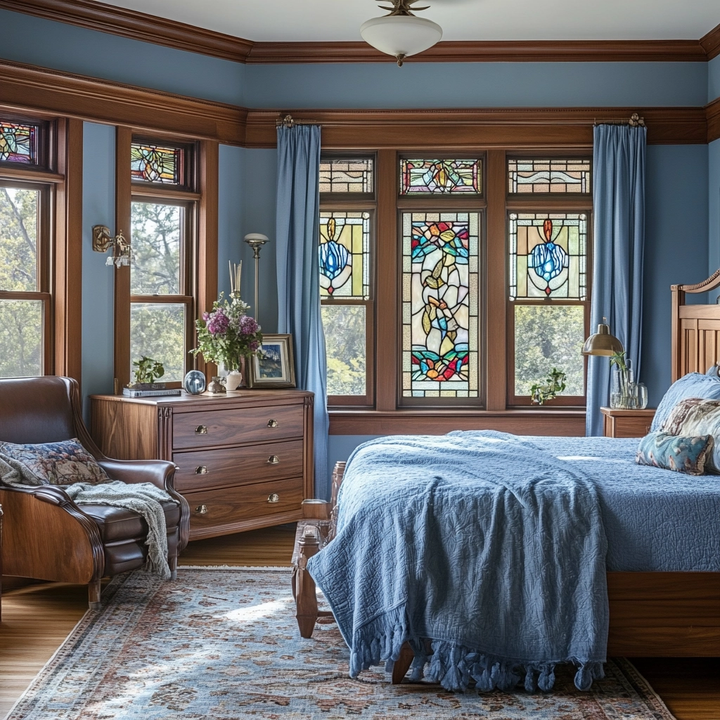 farmhouse blue bedroom 48