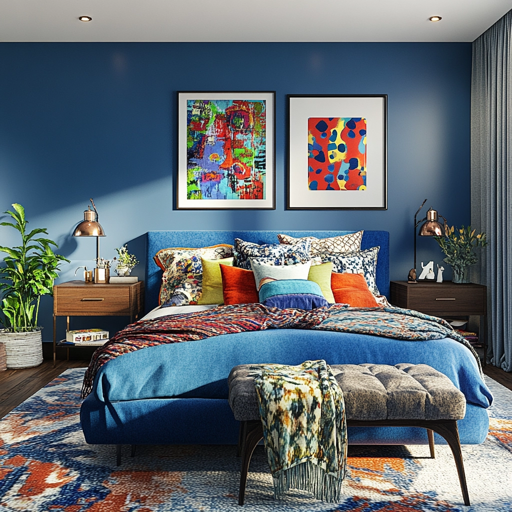 farmhouse blue bedroom 49