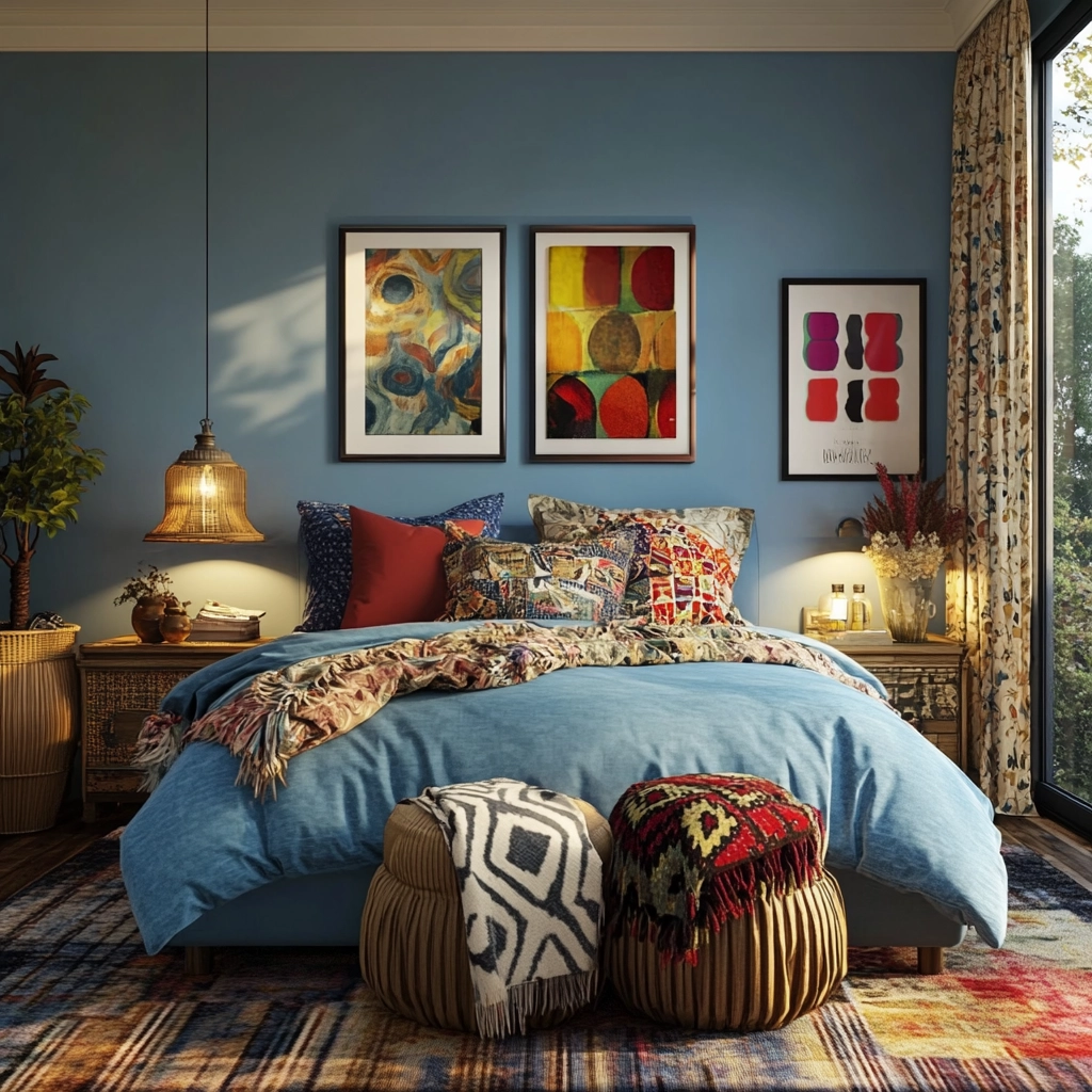 farmhouse blue bedroom 50