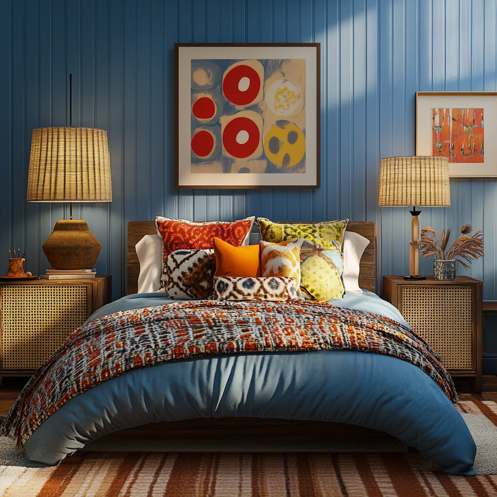 farmhouse blue bedroom 51