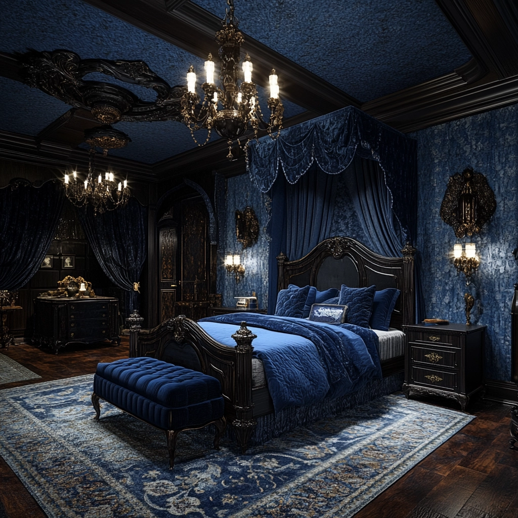 farmhouse blue bedroom 55