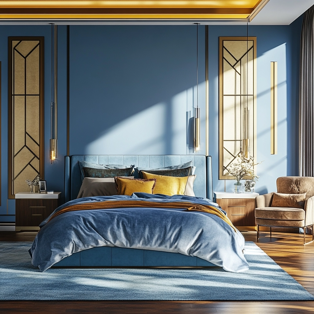 farmhouse blue bedroom 57