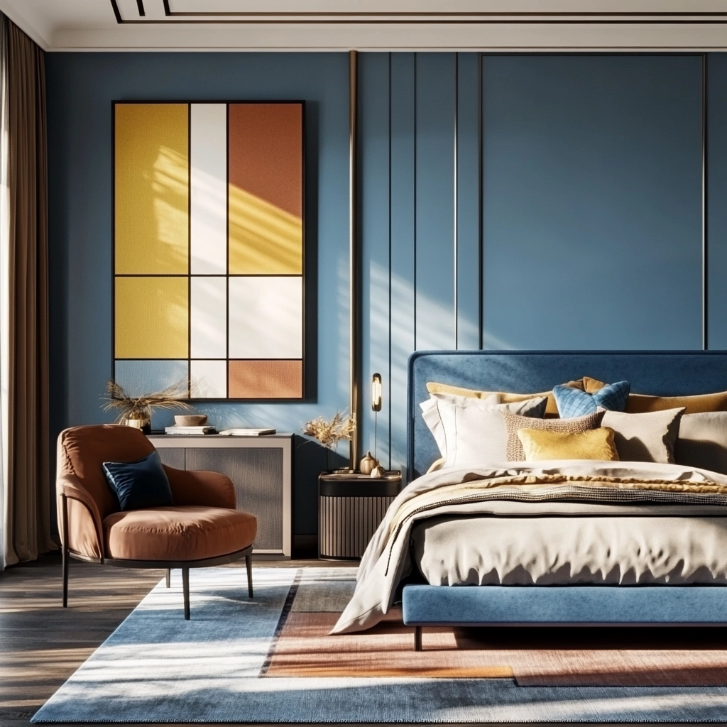 farmhouse blue bedroom 60