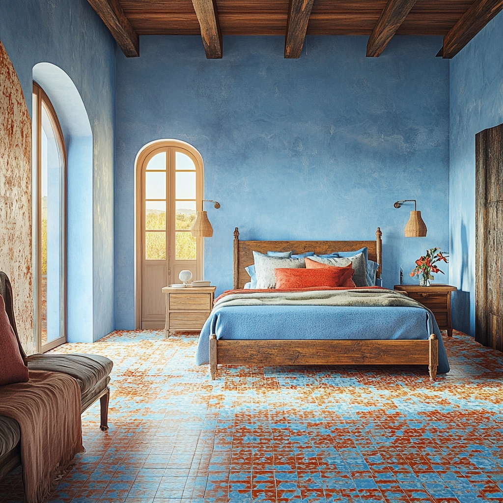 farmhouse blue bedroom 61
