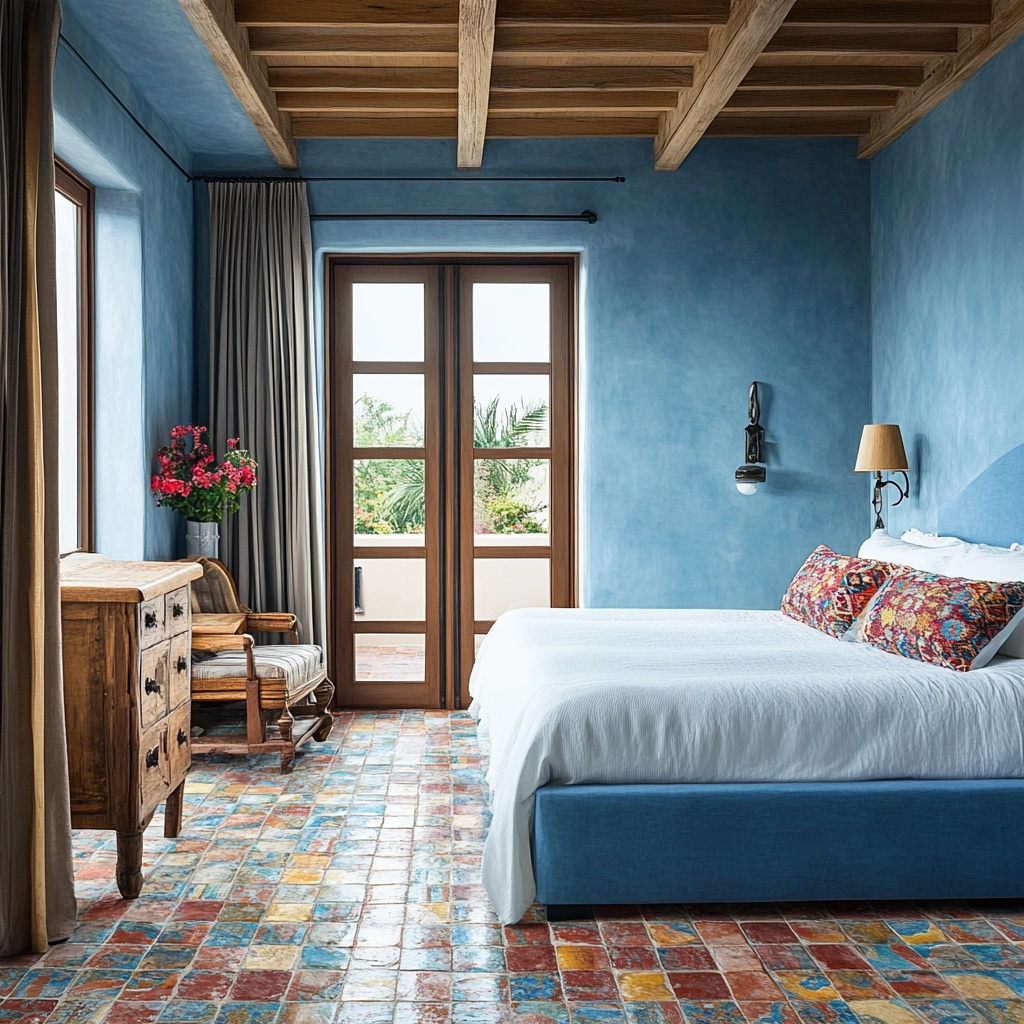 farmhouse blue bedroom 62