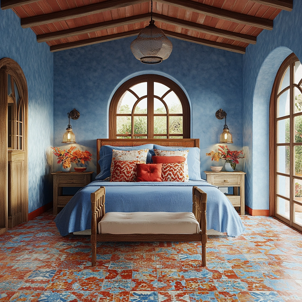 farmhouse blue bedroom 63