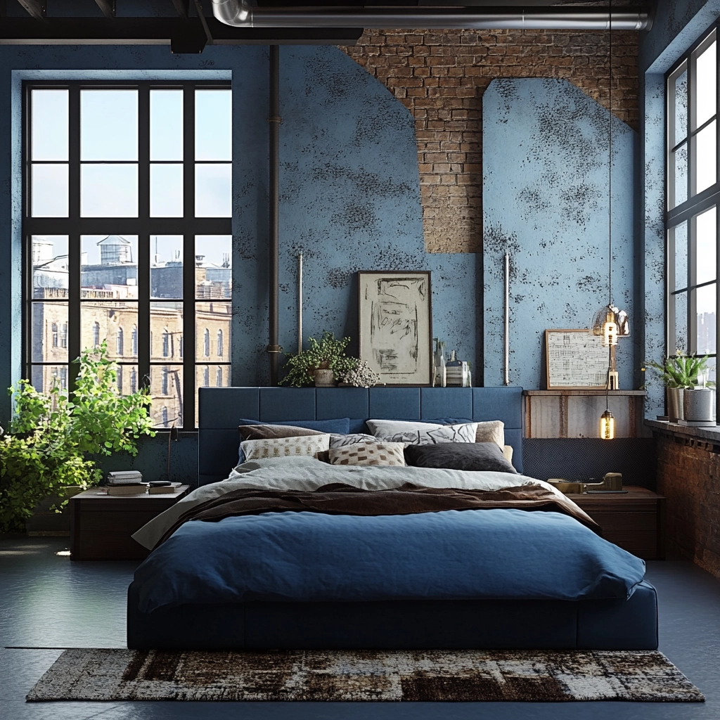 farmhouse blue bedroom 65