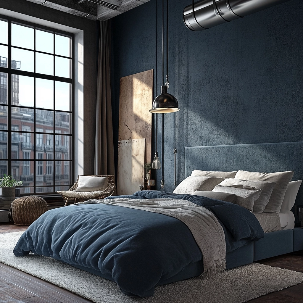 farmhouse blue bedroom 67