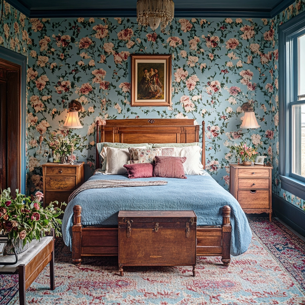 farmhouse blue bedroom 69