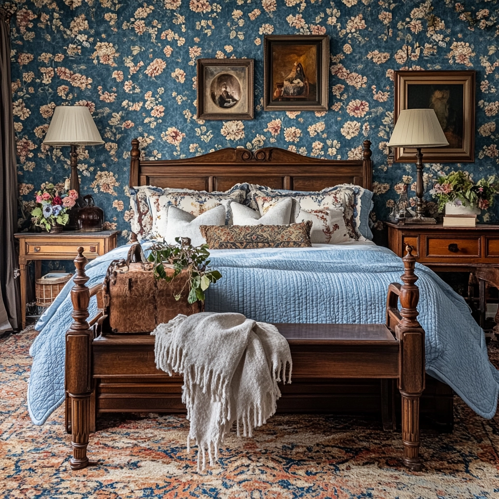 farmhouse blue bedroom 70