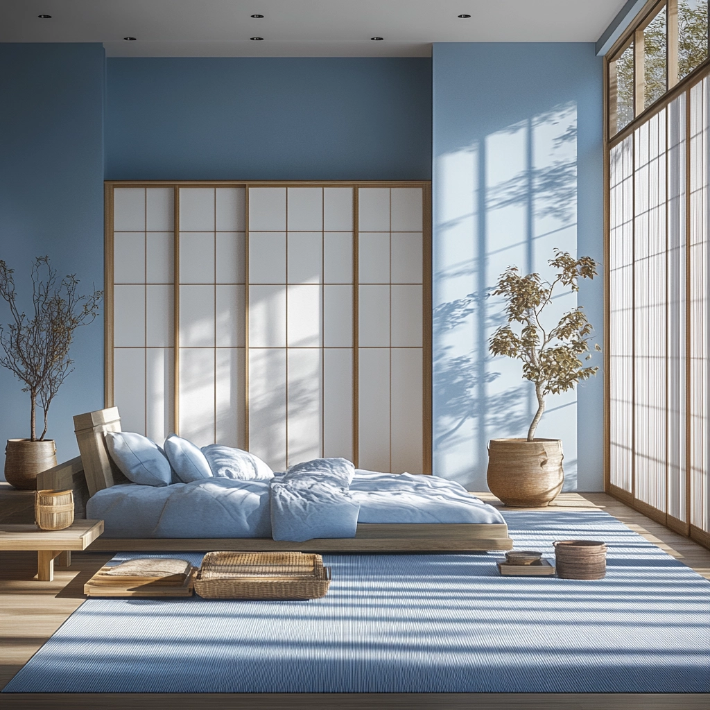 farmhouse blue bedroom 75