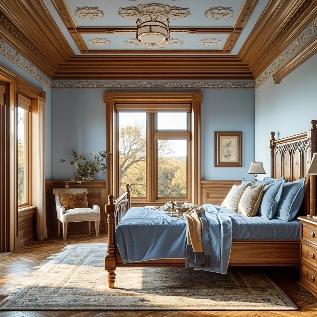 farmhouse blue bedroom 79