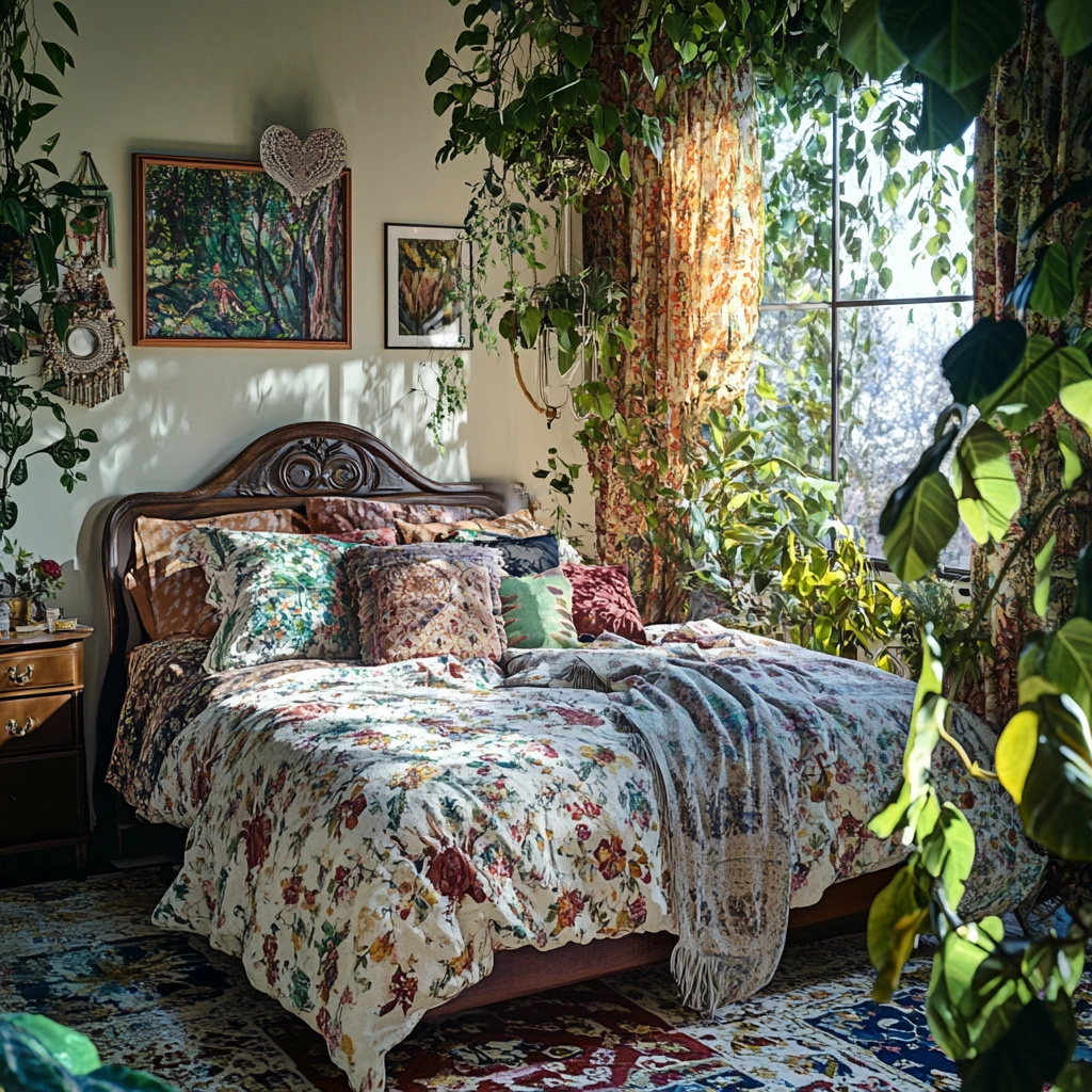 farmhouse boho bedroom 43