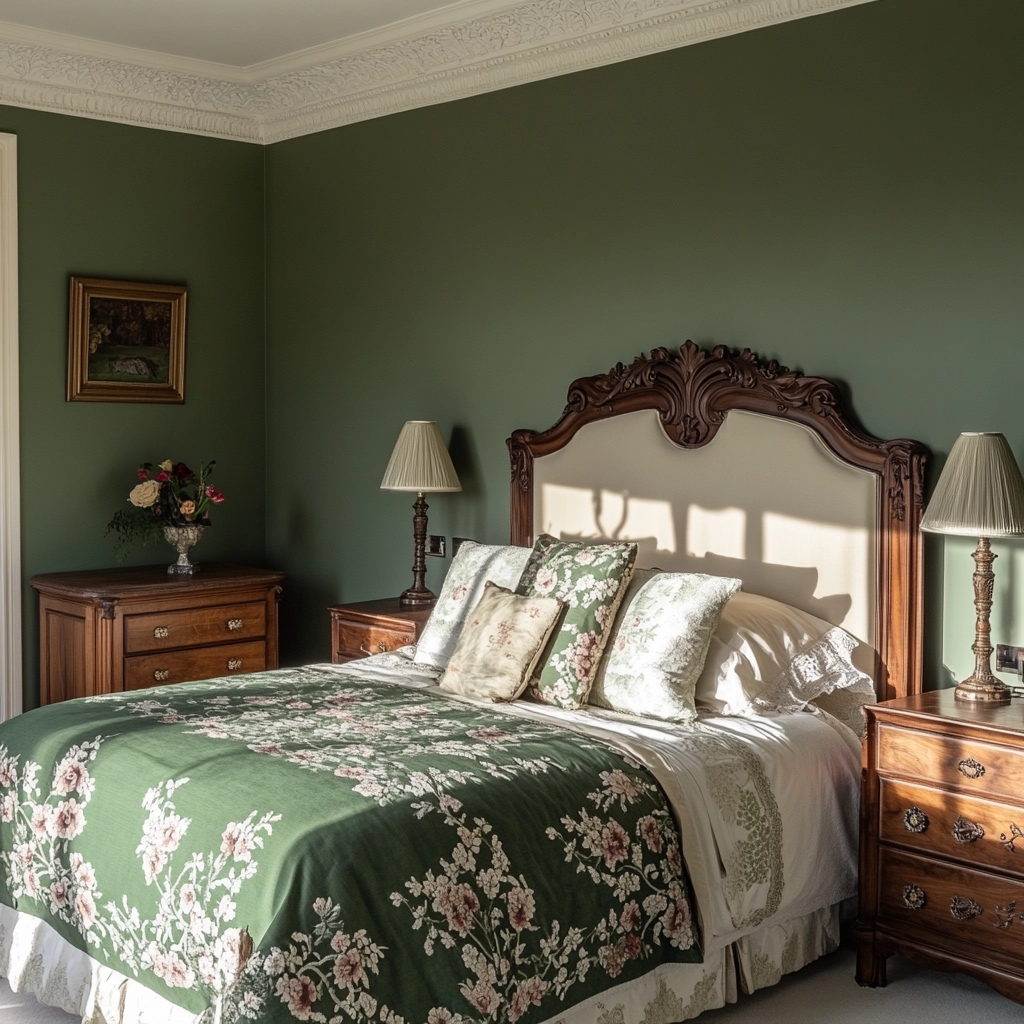 farmhouse green bedroom 22