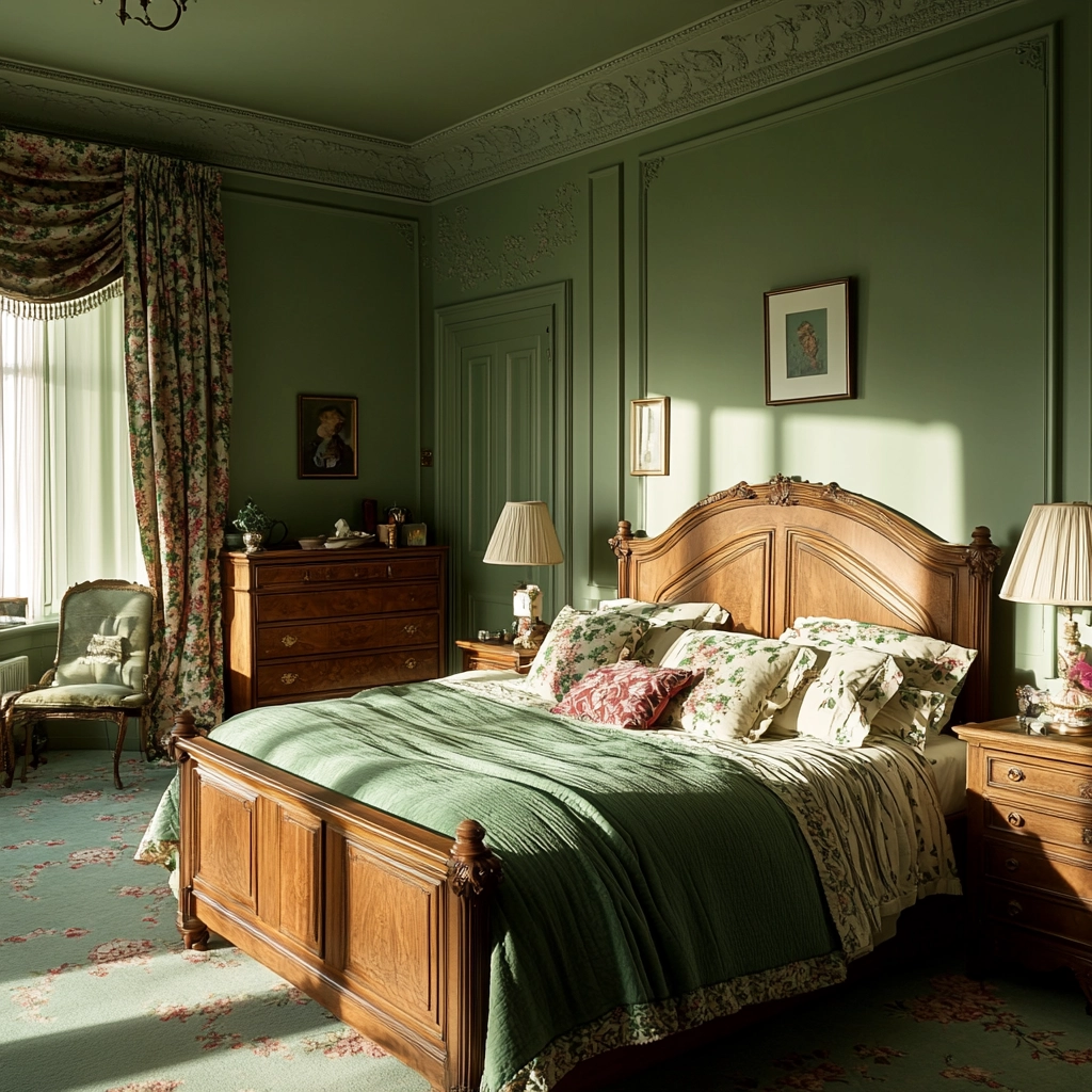 farmhouse green bedroom 23