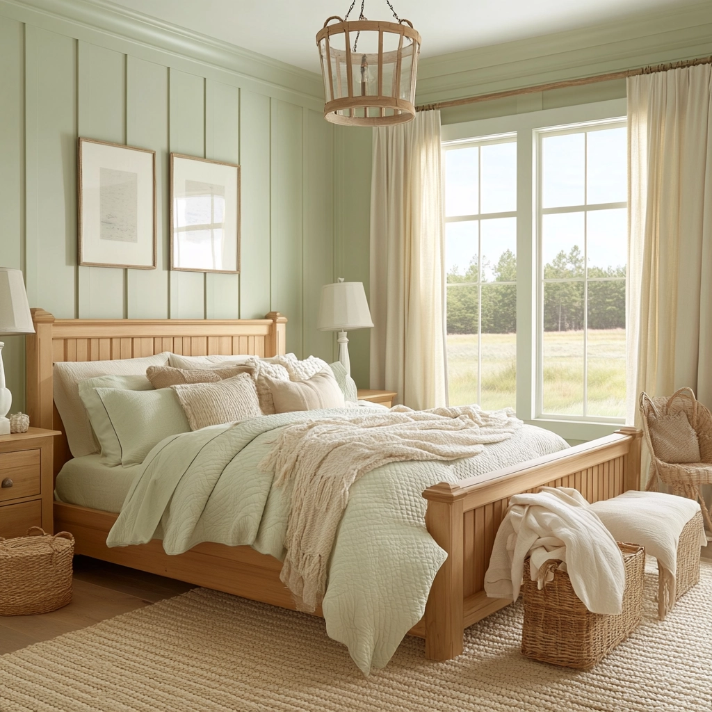 farmhouse green bedroom 29