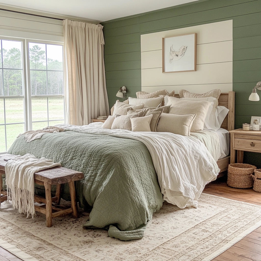 farmhouse green bedroom 46
