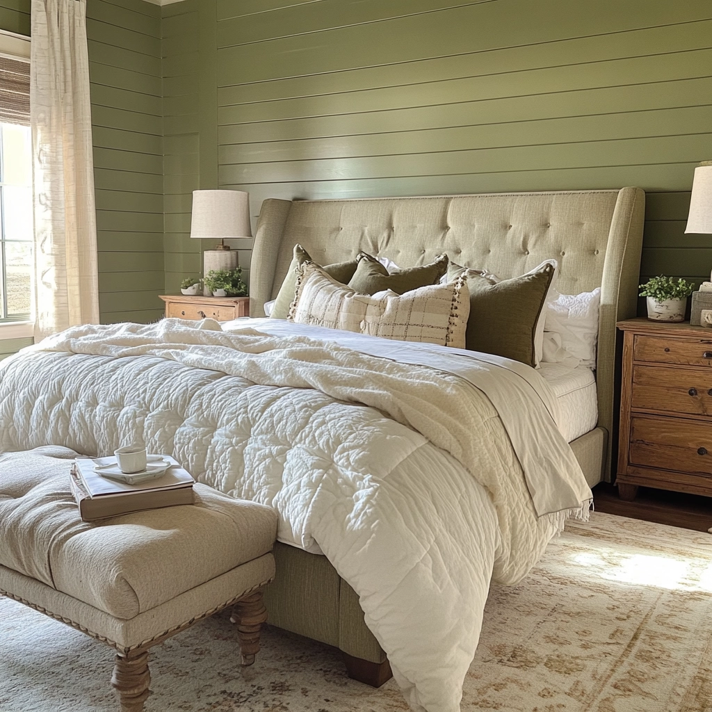 farmhouse green bedroom 48