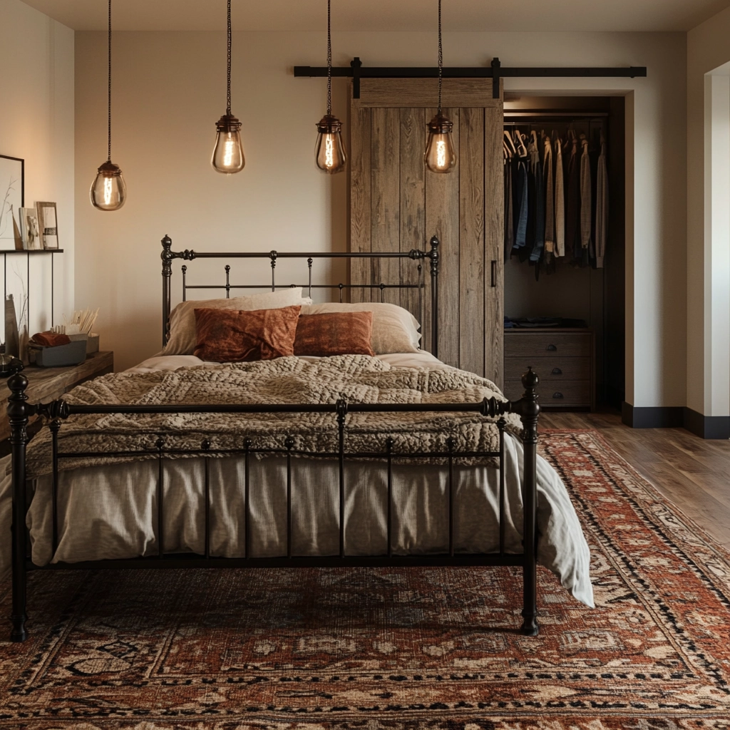 farmhouse industrial bedroom 12