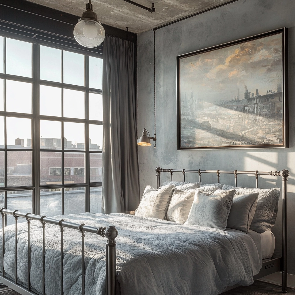farmhouse industrial bedroom 33