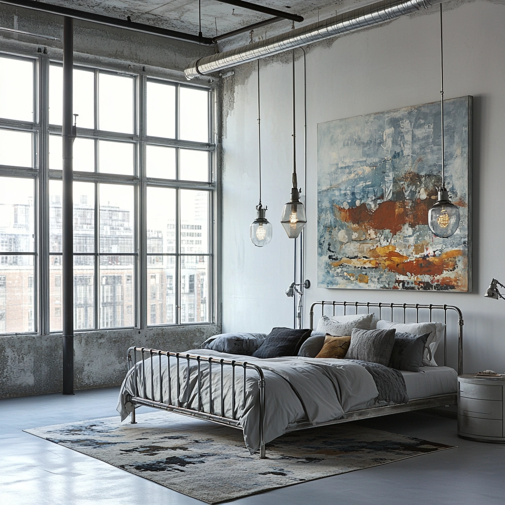 farmhouse industrial bedroom 34