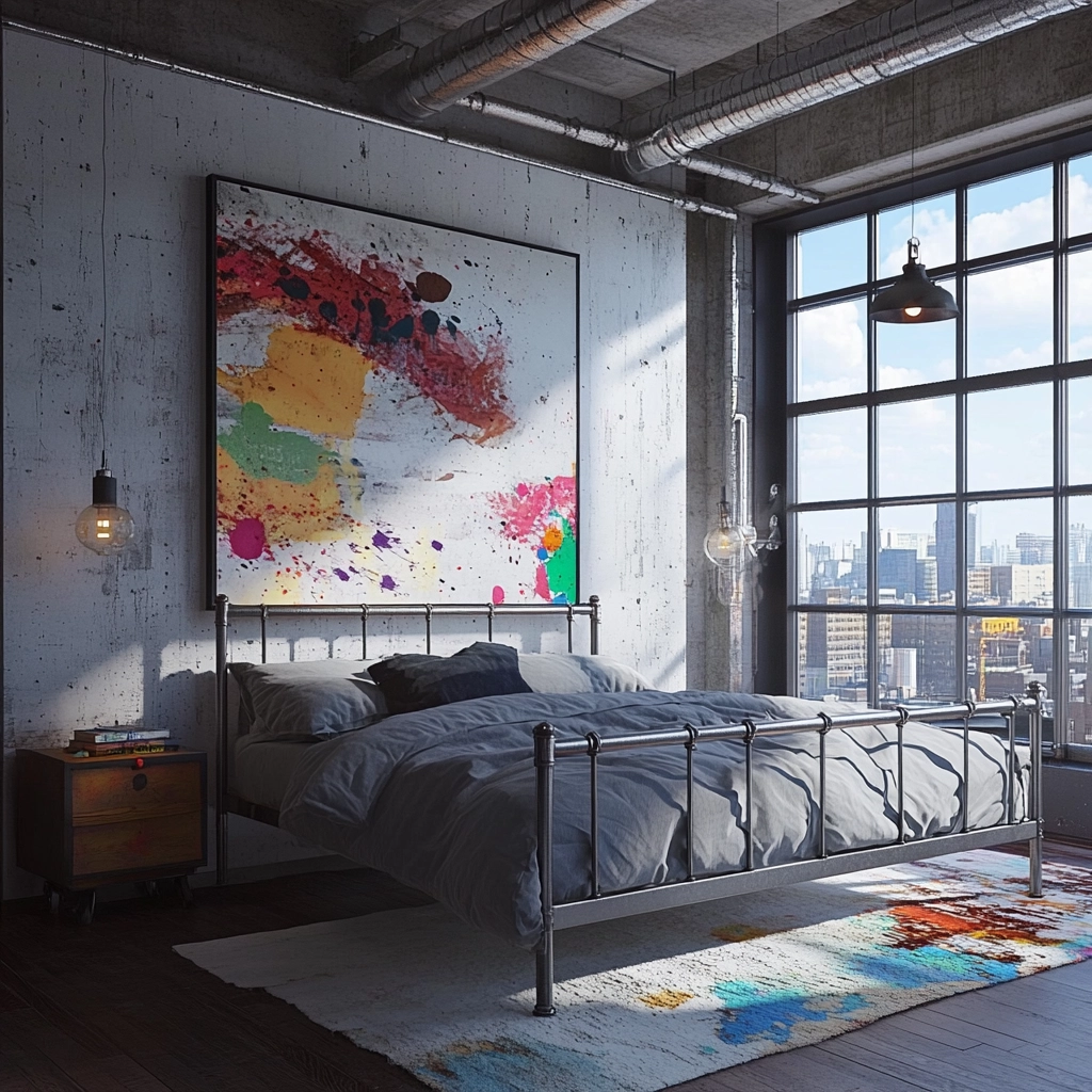farmhouse industrial bedroom 35