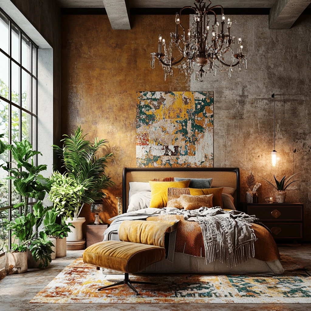 farmhouse industrial bedroom 37