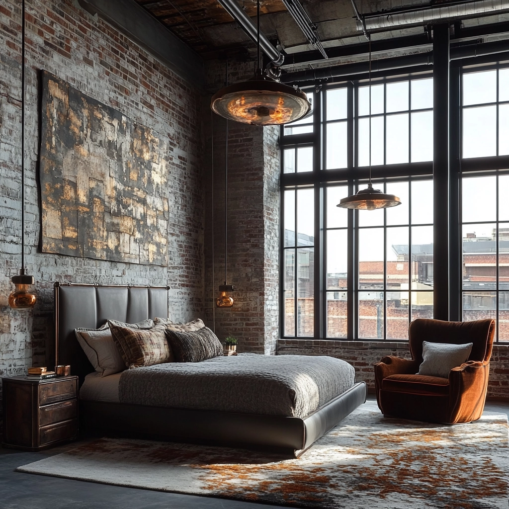 farmhouse industrial bedroom 61