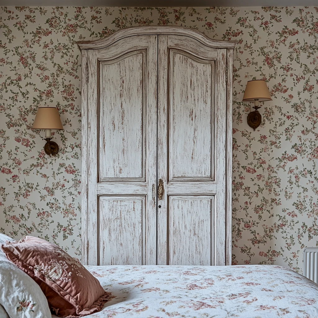 farmhouse shabby chic bedroom 32