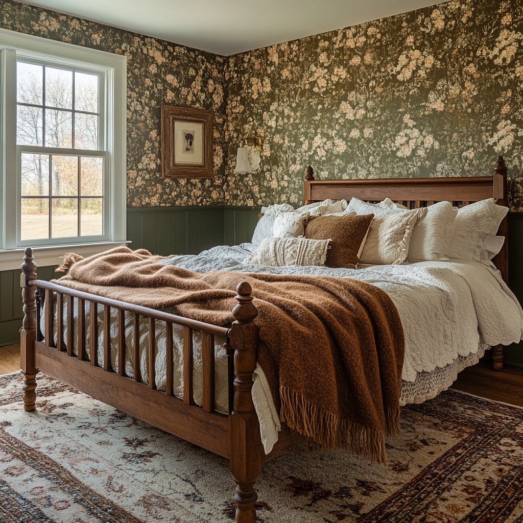 farmhouse wallpaper bedroom 17