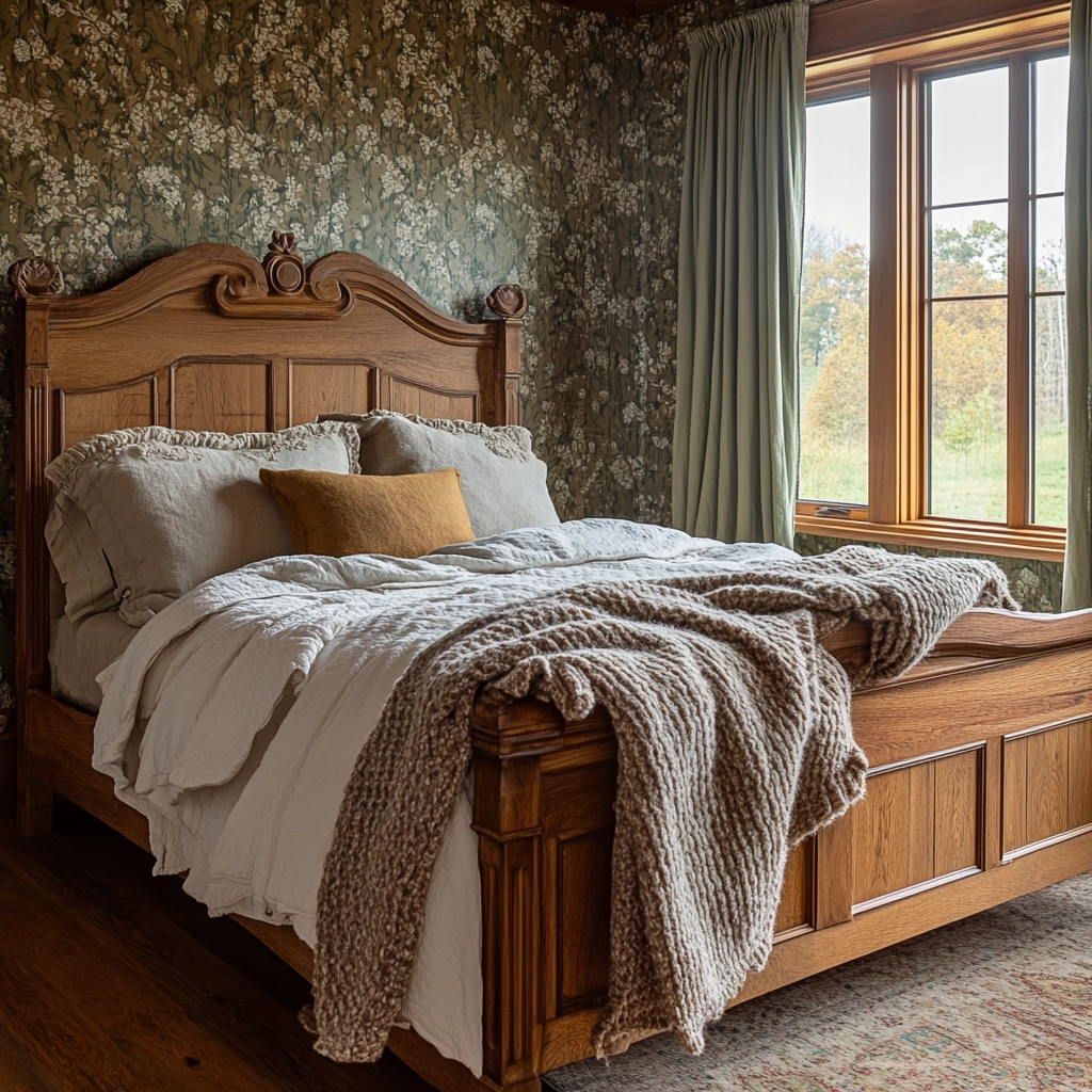 farmhouse wallpaper bedroom 19