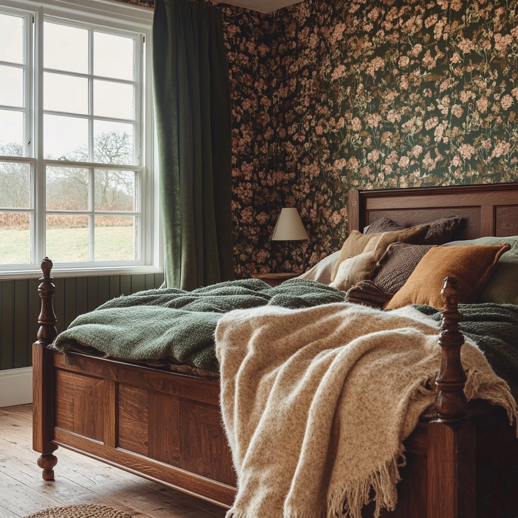 farmhouse wallpaper bedroom 20