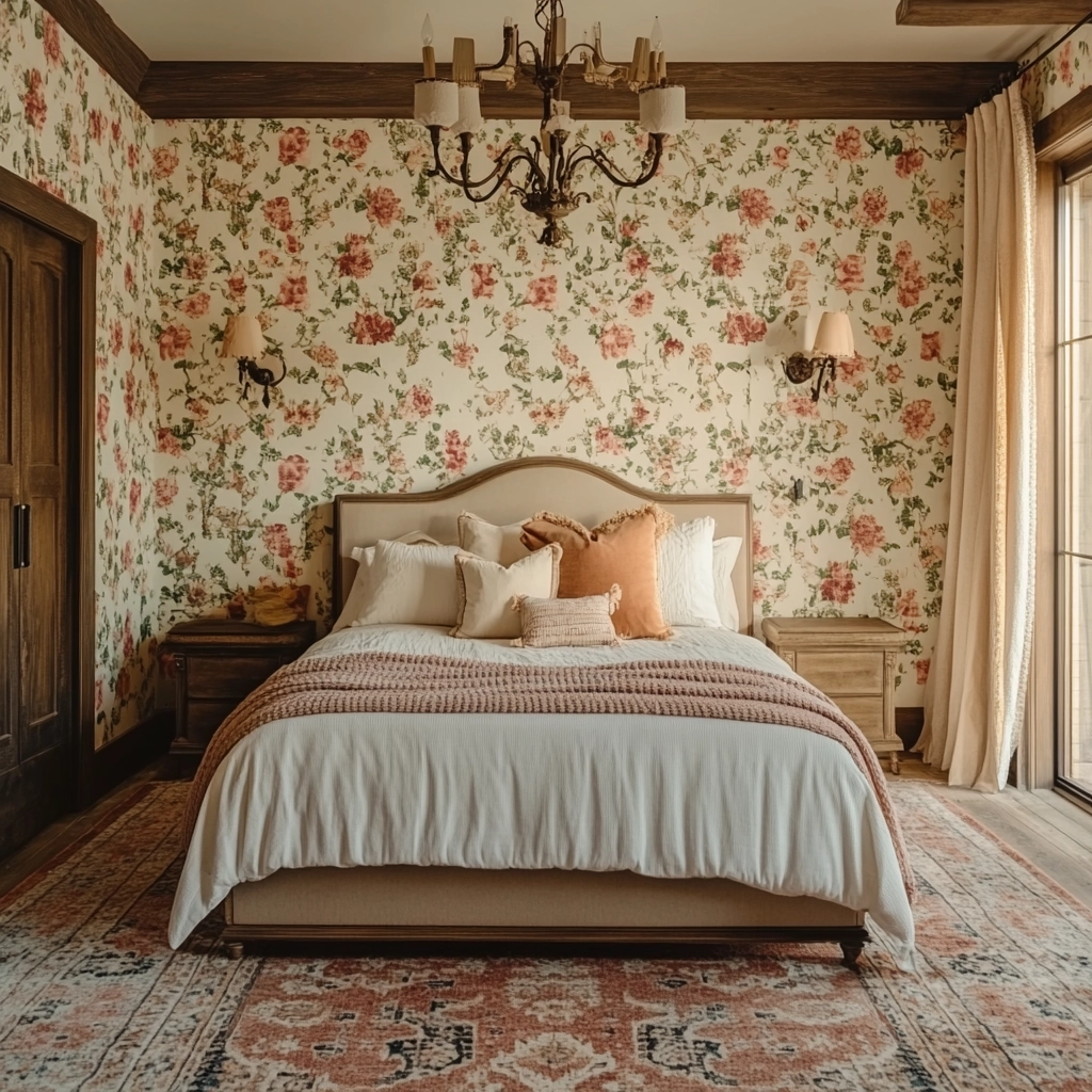farmhouse wallpaper bedroom 22