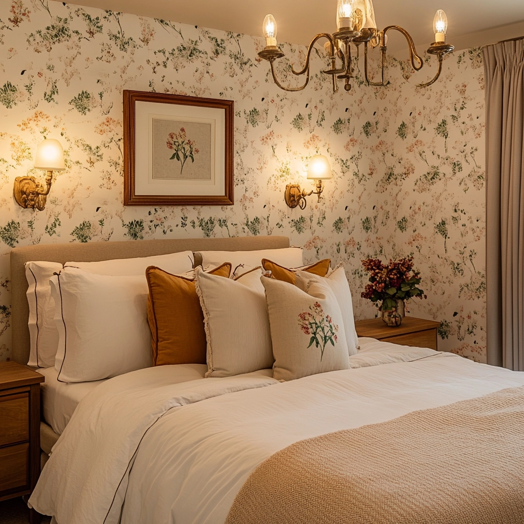 farmhouse wallpaper bedroom 24