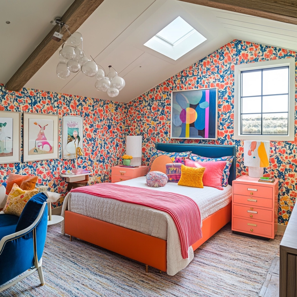 farmhouse wallpaper bedroom 33