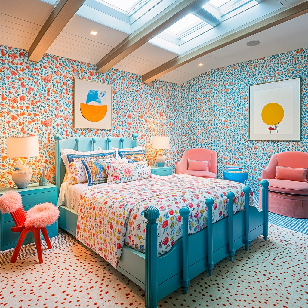 farmhouse wallpaper bedroom 34
