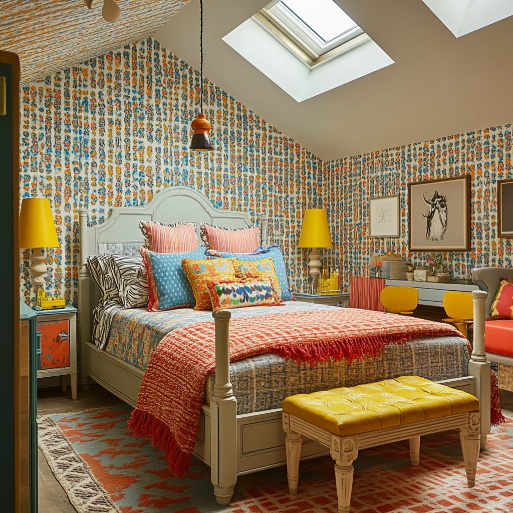 farmhouse wallpaper bedroom 35