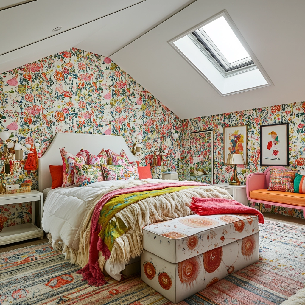 farmhouse wallpaper bedroom 36