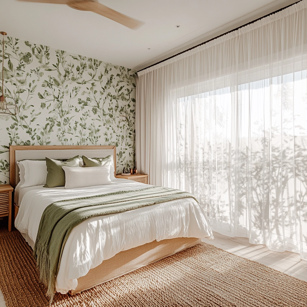 farmhouse wallpaper bedroom 37