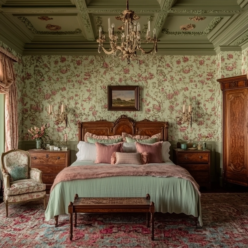 farmhouse wallpaper bedroom 53