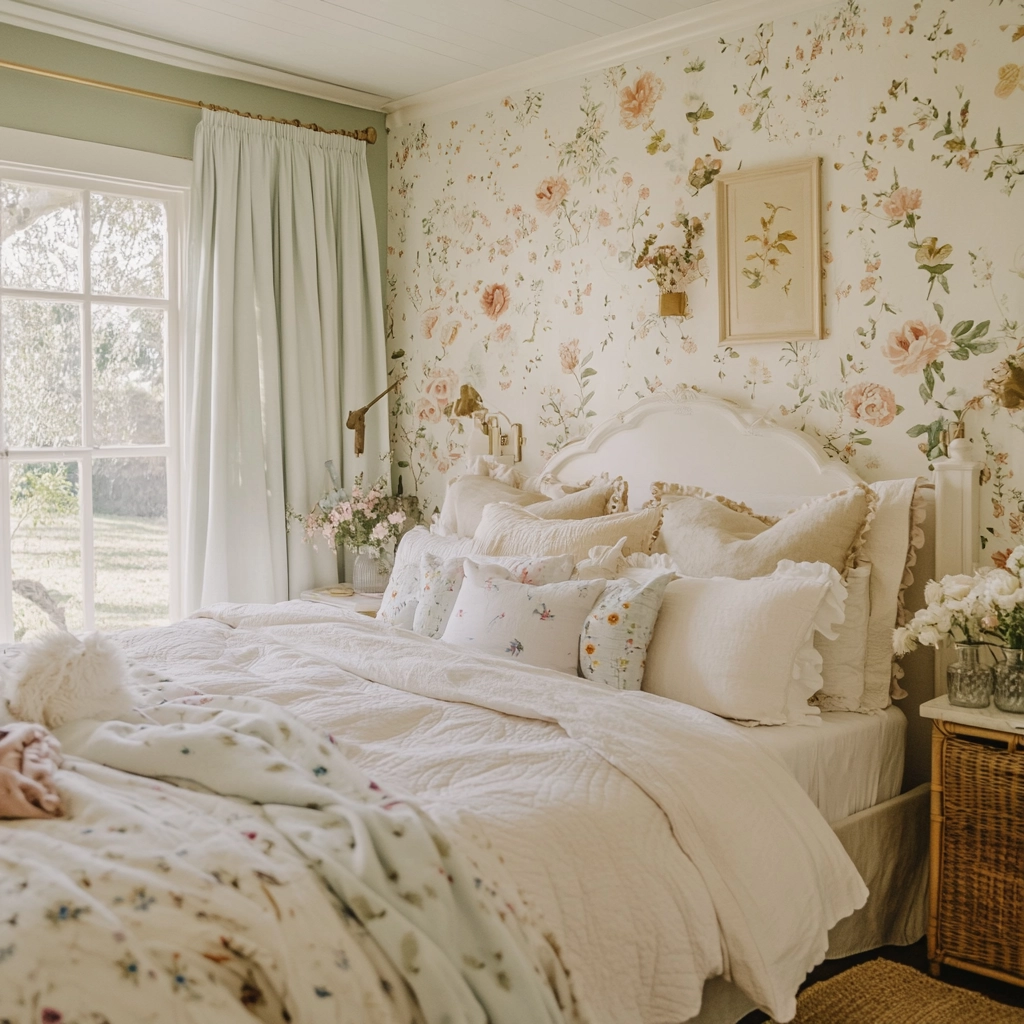 farmhouse wallpaper bedroom 65