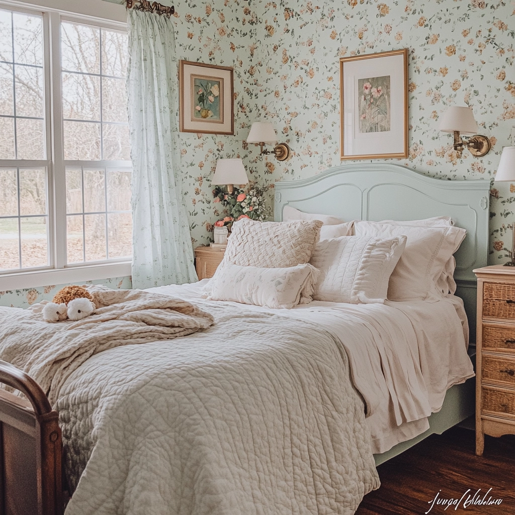 farmhouse wallpaper bedroom 67