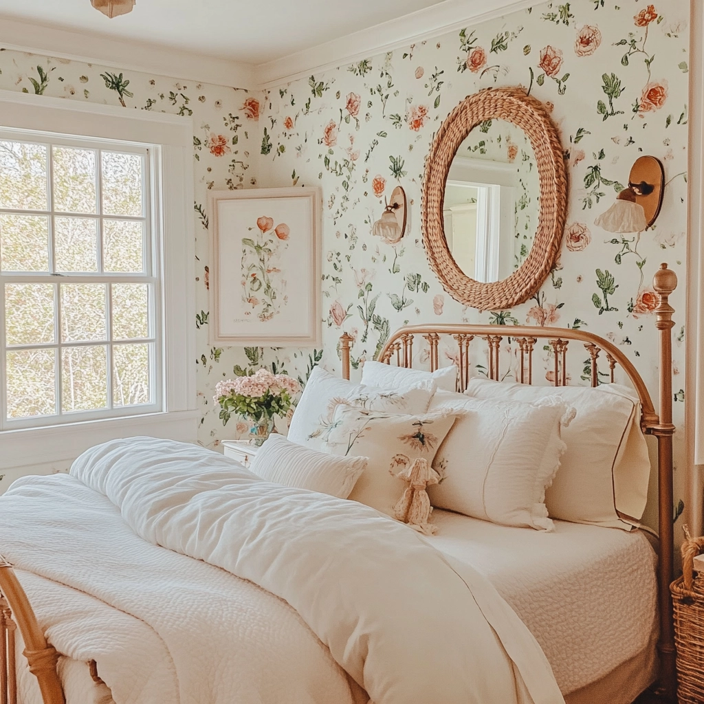 farmhouse wallpaper bedroom 68