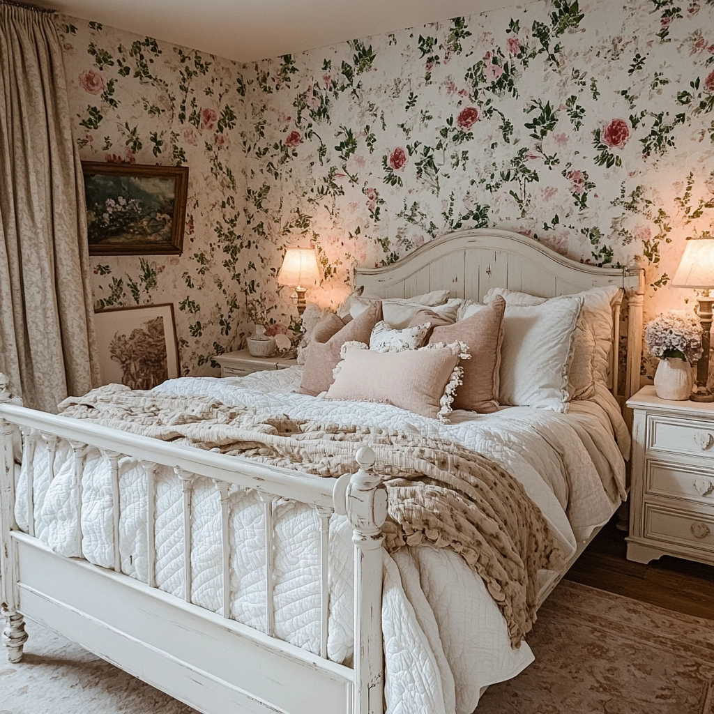 farmhouse wallpaper bedroom 8