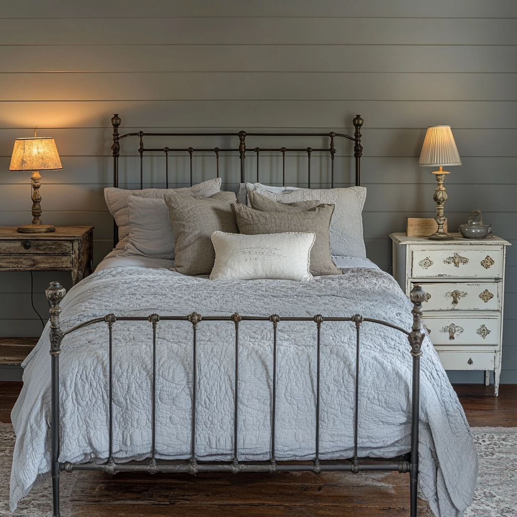 gray farmhouse bedroom 69