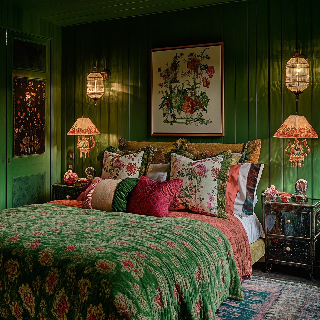 green farmhouse bedroom 38