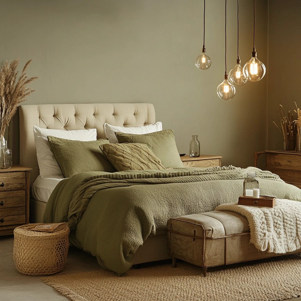 green farmhouse bedroom 74