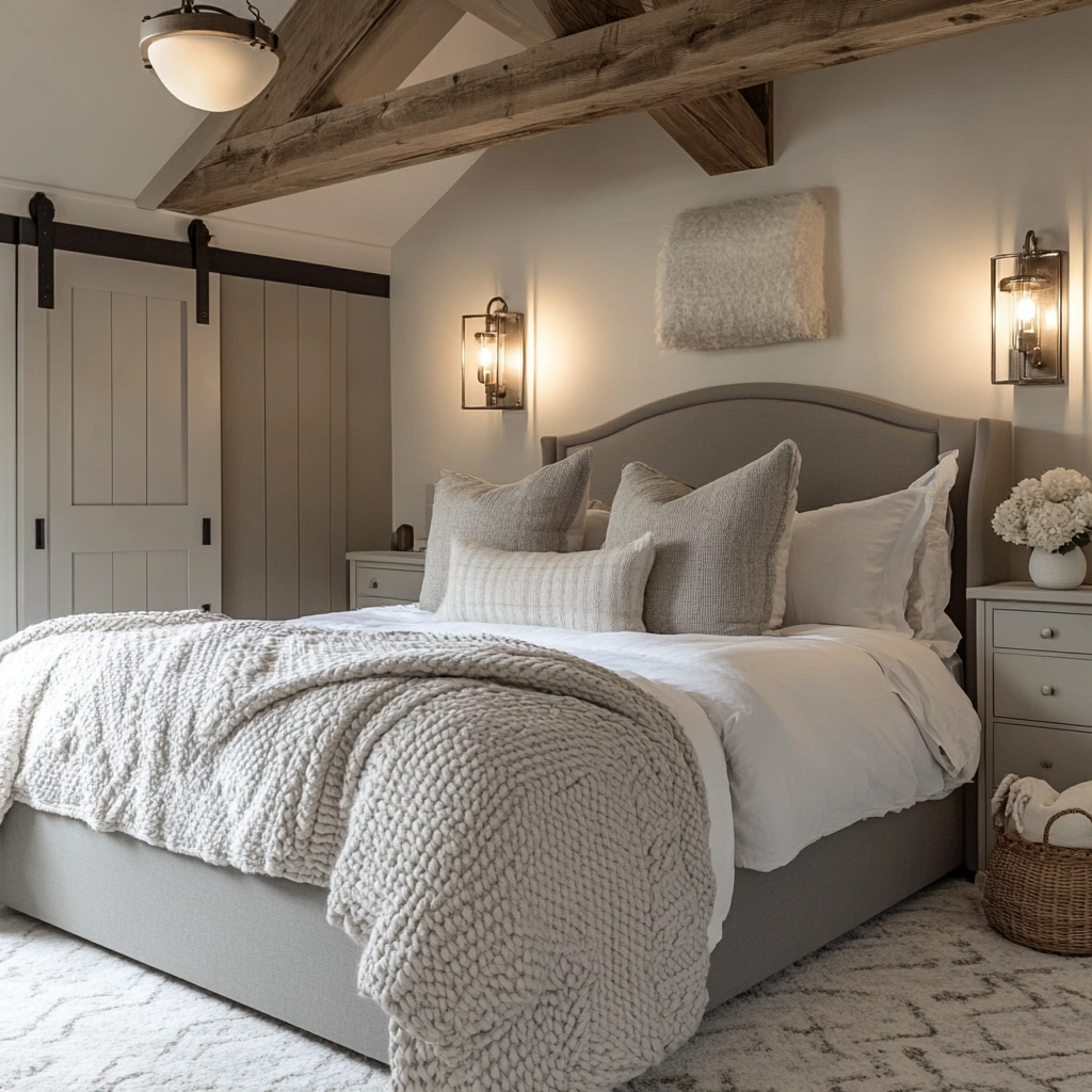 grey farmhouse bedroom 39